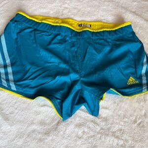 Adidas Climacool Spenova Athletic Running Shorts Blue with Yellow accent
